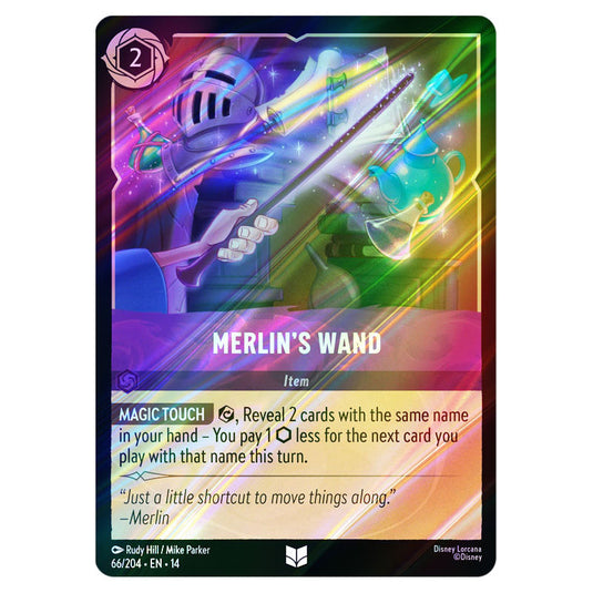 Merlin's Wand 66/204 card from the Lorcana set Hyperia City