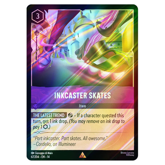Inkcaster Skates 67/204 card from the Lorcana set Hyperia City