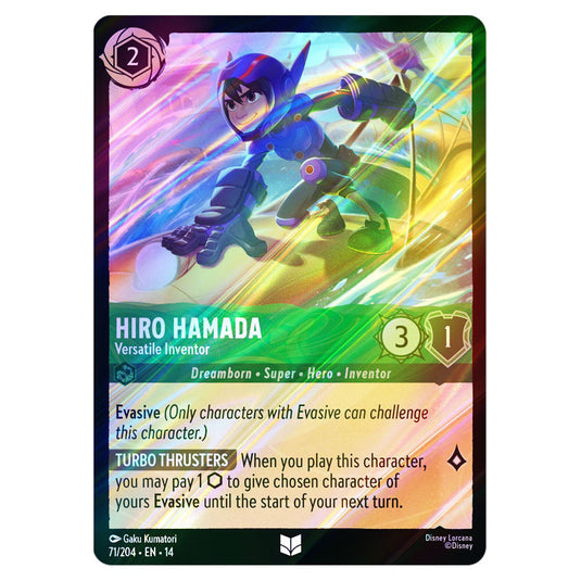 Hiro Hamada – Versatile Inventor 71/204 card from the Lorcana set Hyperia City