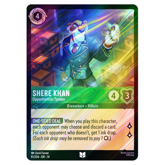 Shere Khan – Opportunistic Tycoon 81/204 card from the Lorcana set Hyperia City