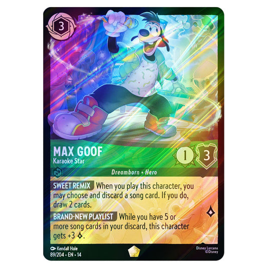 Max Goof – Karaoke Star 89/204 card from the Lorcana set Hyperia City
