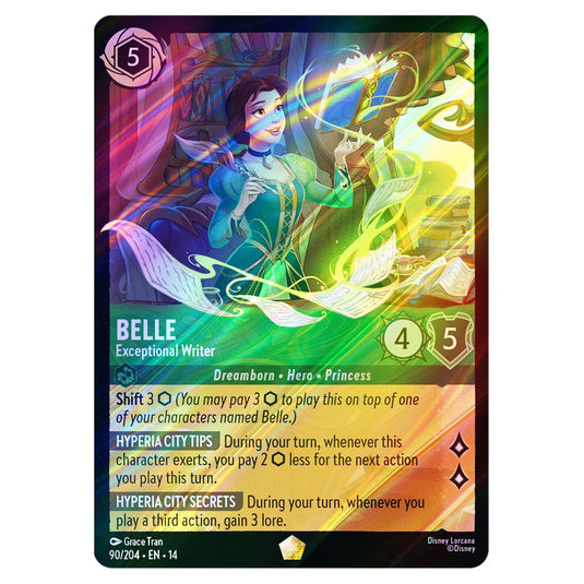 Belle – Exceptional Writer 90/204 card from the Lorcana set Hyperia City
