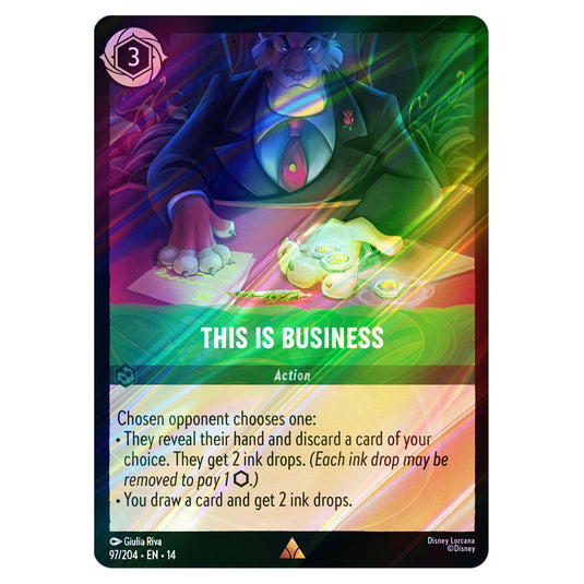 This Is Business 97/204 card from the Lorcana set Hyperia City