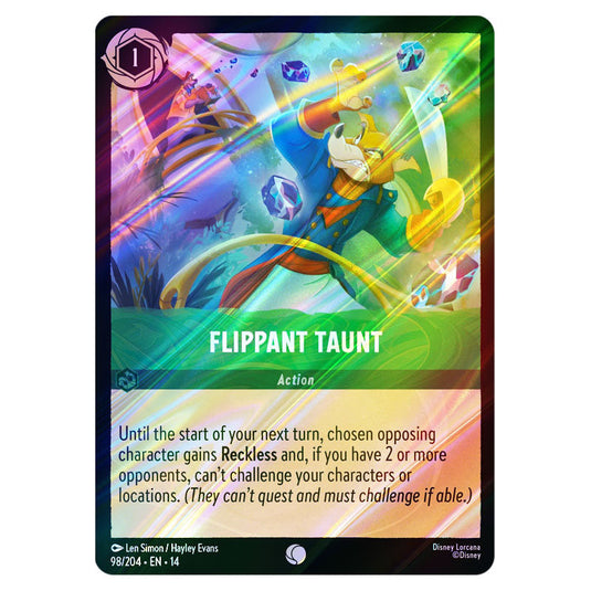 Flippant Taunt 98/204 card from the Lorcana set Hyperia City