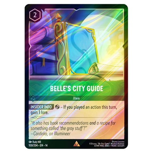 Belle's City Guide 100/204 card from the Lorcana set Hyperia City