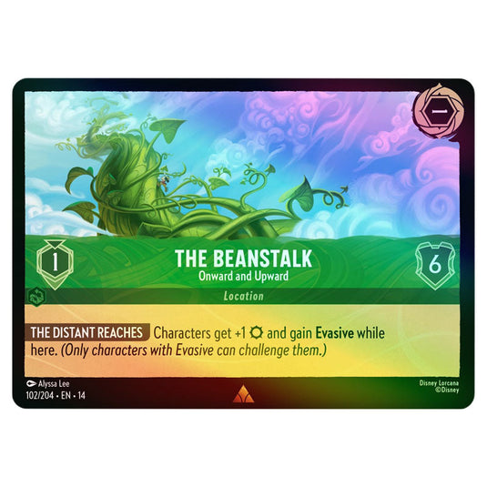 The Beanstalk – Onward and Upward 102/204 card from the Lorcana set Hyperia City