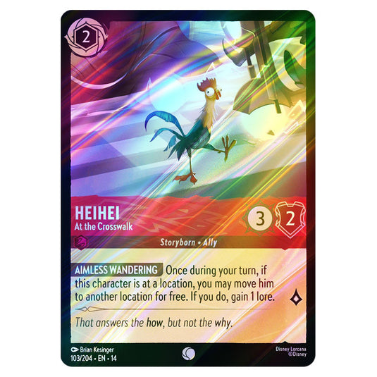 Heihei – At the Crosswalk 103/204 card from the Lorcana set Hyperia City