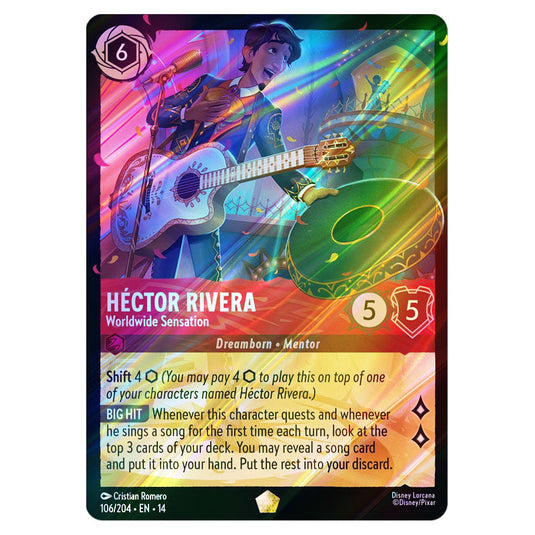 Héctor Rivera – Worldwide Sensation 106/204 card from the Lorcana set Hyperia City