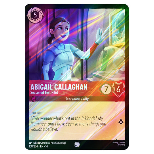 Abigail Callaghan – Seasoned Test Pilot 108/204 card from the Lorcana set Hyperia City