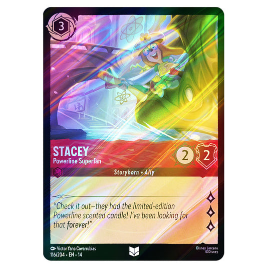 Stacey – Powerline Superfan 116/204 card from the Lorcana set Hyperia City