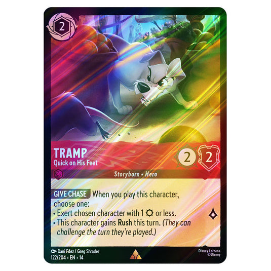Tramp – Quick on His Feet 122/204 card from the Lorcana set Hyperia City