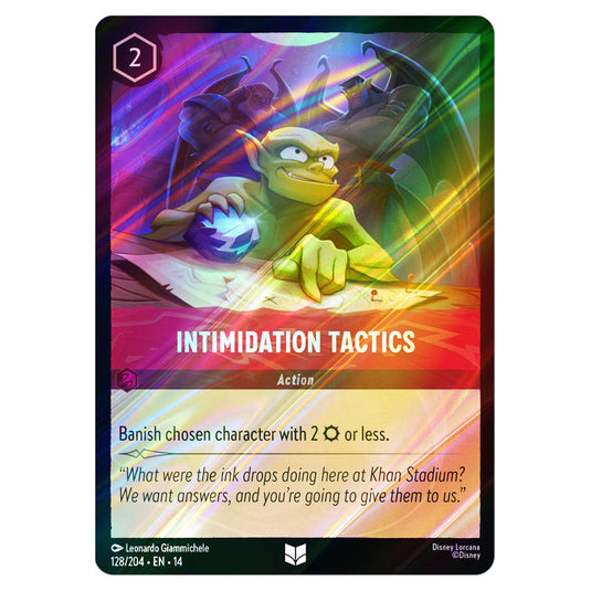 Intimidation Tactics 128/204 card from the Lorcana set Hyperia City