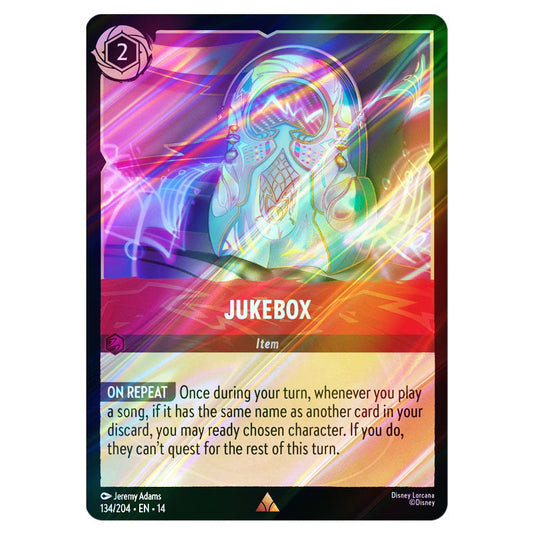 Jukebox 134/204 card from the Lorcana set Hyperia City