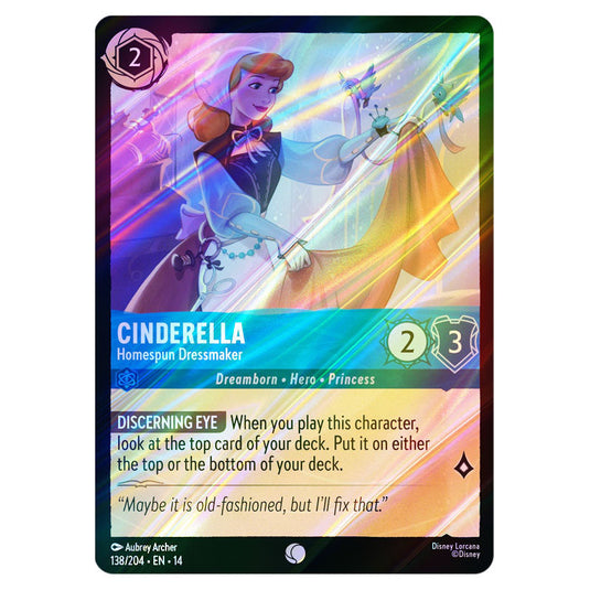 Cinderella – Homespun Dressmaker 138/204 card from the Lorcana set Hyperia City