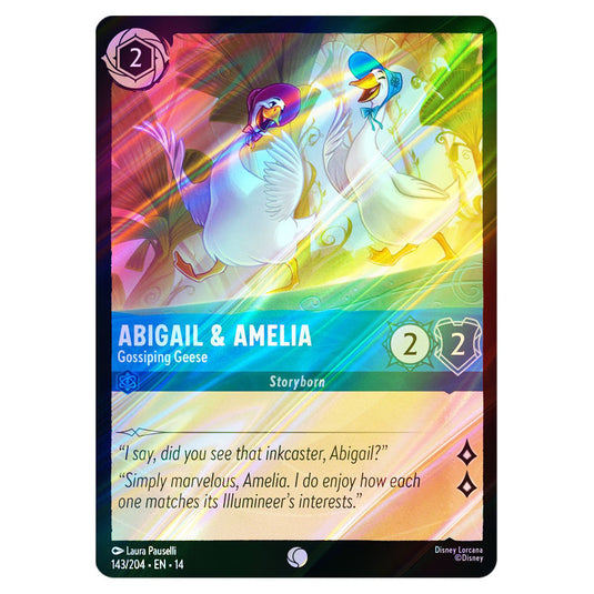 Abigail & Amelia – Gossiping Geese 143/204 card from the Lorcana set Hyperia City