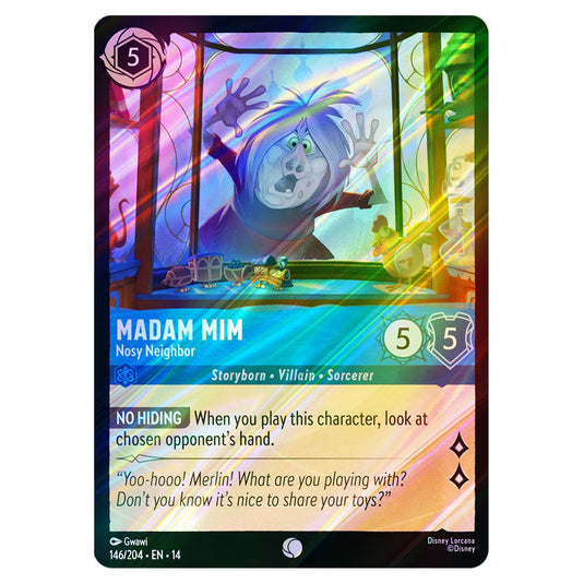 Madam Mim – Nosy Neighbor 146/204 card from the Lorcana set Hyperia City