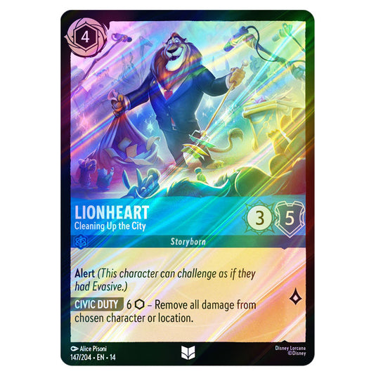 Lionheart – Cleaning Up the City 147/204 card from the Lorcana set Hyperia City