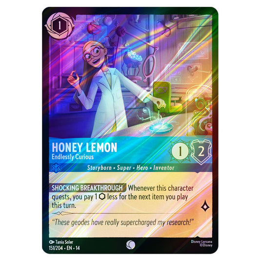 Honey Lemon – Endlessly Curious 151/204 card from the Lorcana set Hyperia City