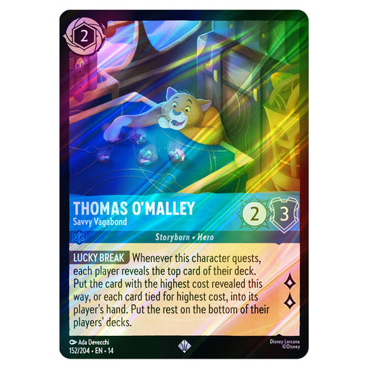 Thomas O'Malley – Savvy Vagabond 152/204 card from the Lorcana set Hyperia City