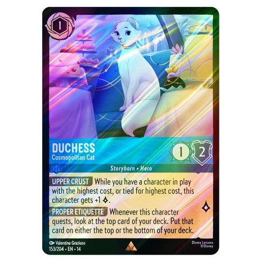 Duchess – Cosmopolitan Cat 153/204 card from the Lorcana set Hyperia City
