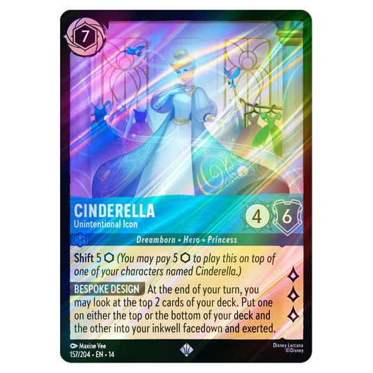 Cinderella – Unintentional Icon 157/204 card from the Lorcana set Hyperia City