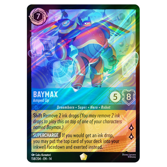 Baymax – Amped Up 158/204 card from the Lorcana set Hyperia City