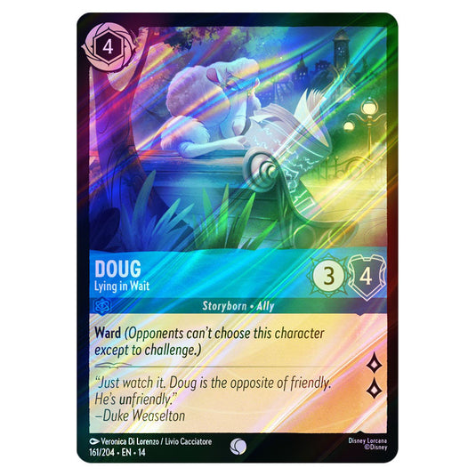 Doug – Lying in Wait 161/204 card from the Lorcana set Hyperia City