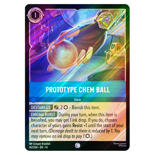 Prototype Chem Ball 167/204 card from the Lorcana set Hyperia City
