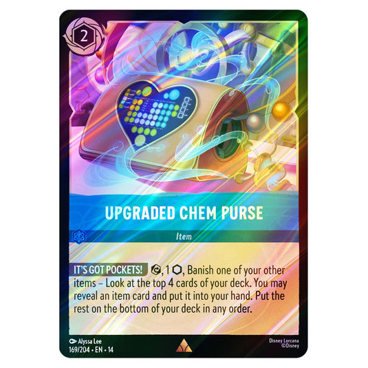 Upgraded Chem Purse 169/204 card from the Lorcana set Hyperia City