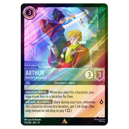 Arthur – Merlin's Assistant 172/204 card from the Lorcana set Hyperia City