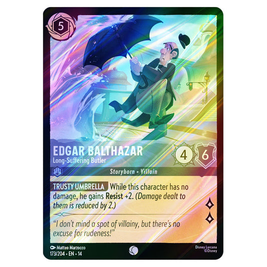 Edgar Balthazar – Long-Suffering Butler 173/204 card from the Lorcana set Hyperia City