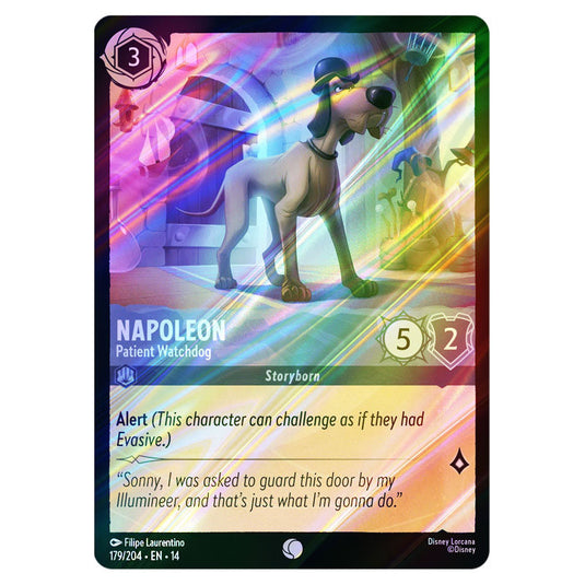 Napoleon – Patient Watchdog 179/204 card from the Lorcana set Hyperia City
