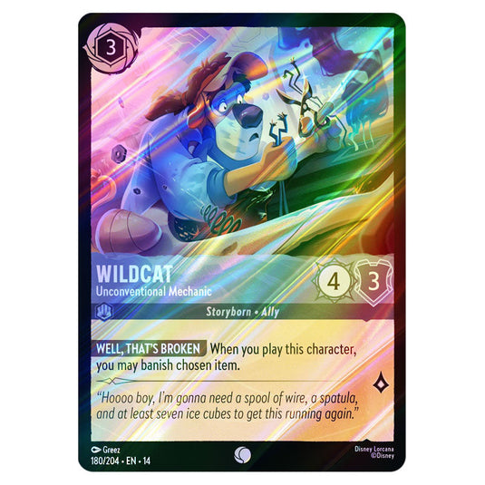 Wildcat – Unconventional Mechanic 180/204 card from the Lorcana set Hyperia City