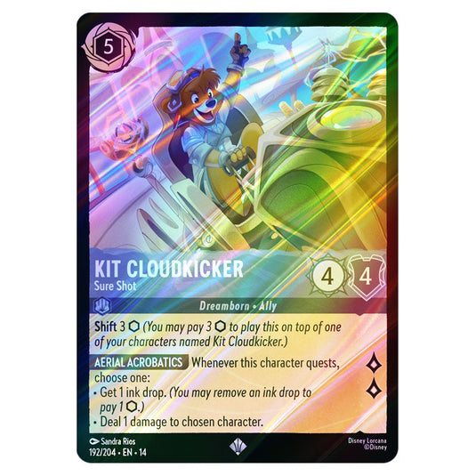 Kit Cloudkicker – Sure Shot 192/204 card from the Lorcana set Hyperia City