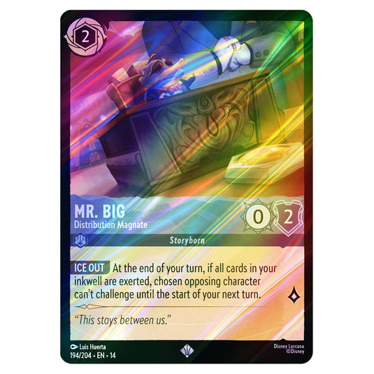 Mr. Big – Distribution Magnate 194/204 card from the Lorcana set Hyperia City
