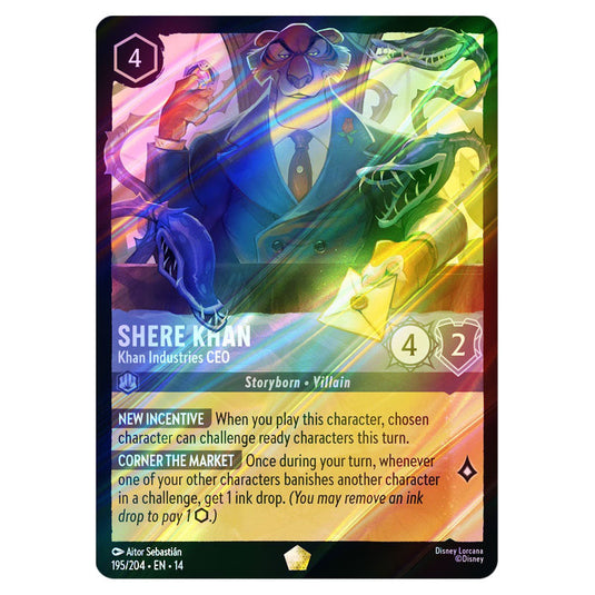 Shere Khan – Khan Industries CEO 195/204 card from the Lorcana set Hyperia City