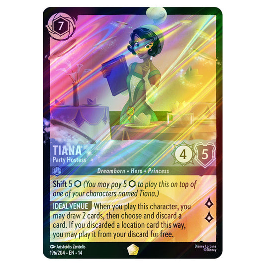 Tiana – Party Hostess 196/204 card from the Lorcana set Hyperia City