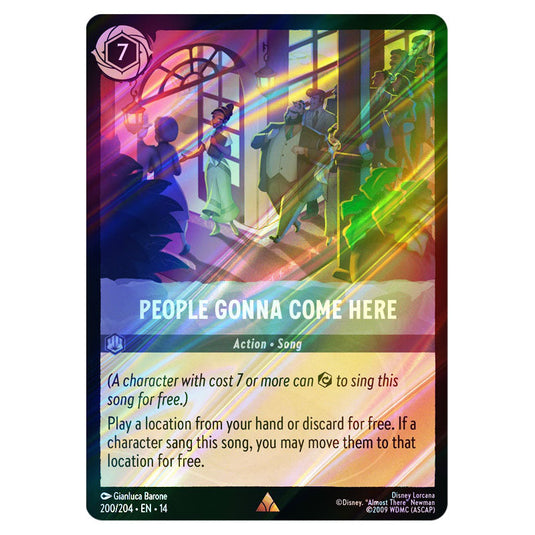 People Gonna Come Here 200/204 card from the Lorcana set Hyperia City