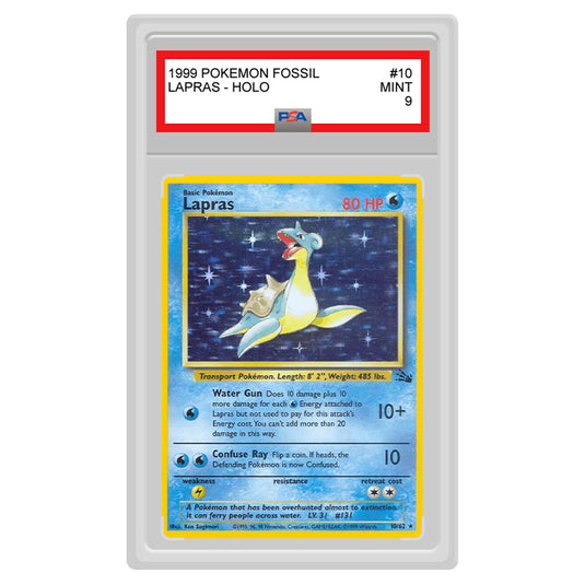 Pokemon - Fossil - Lapras - 10/62 (PSA 9 Graded Slab)