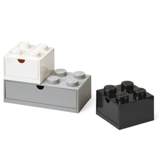 Lego - Desk Drawer Set - Black, Grey & White