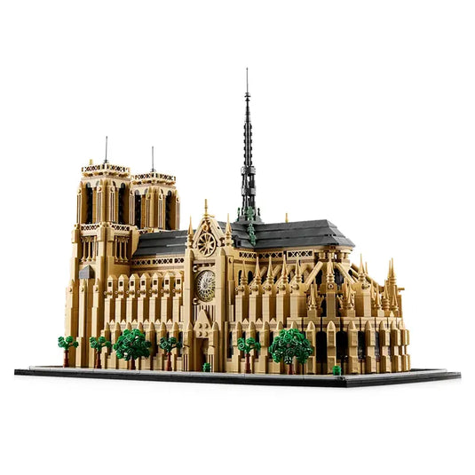 side view of Lego - Notre-Dame de Paris #21061 with trees