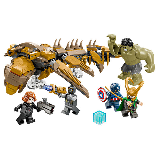 Completed LEGO Avengers vs. The Leviathan set with minifigures