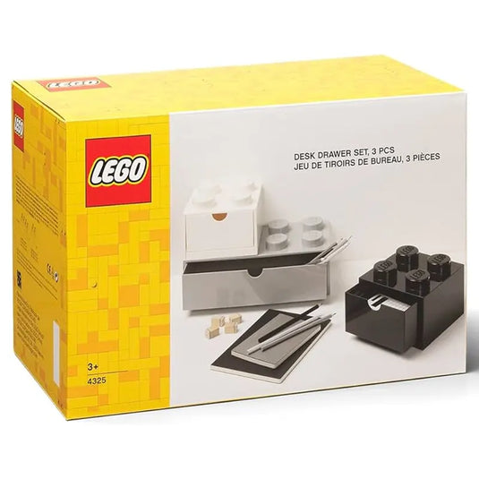 Lego - Desk Drawer Set - Black, Grey & White box