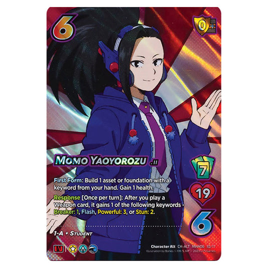 Momo Yaoyorozu card from the My Hero Academia set Jet Burn CH-ALT MHA06 10/17