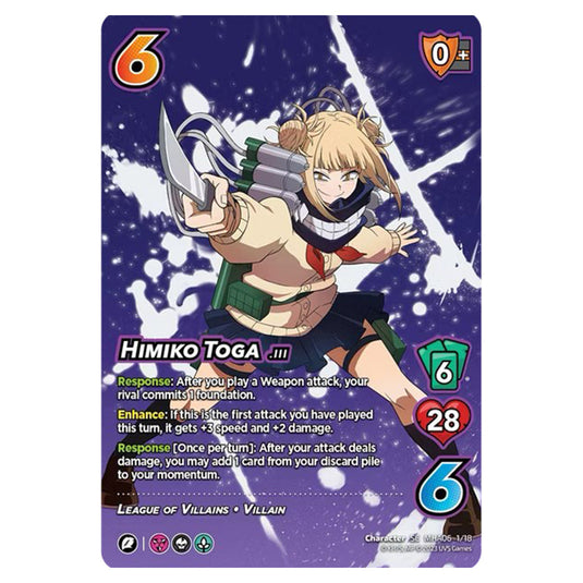 Himiko Toga card from the My Hero Academia set Jet Burn SE MHA06 1/18