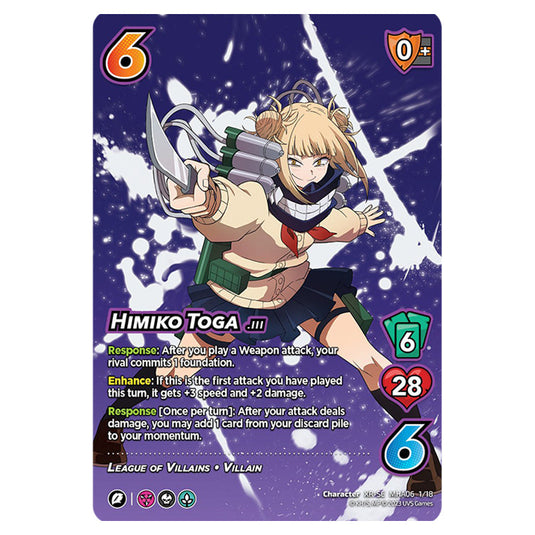 Himiko Toga card from the My Hero Academia set Jet Burn XR-SE MHA06 1/18