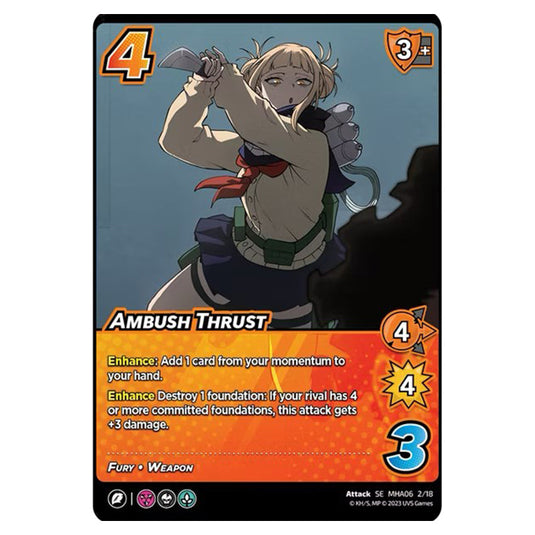 Ambush Thrust card from the My Hero Academia set Jet Burn SE MHA06 2/18