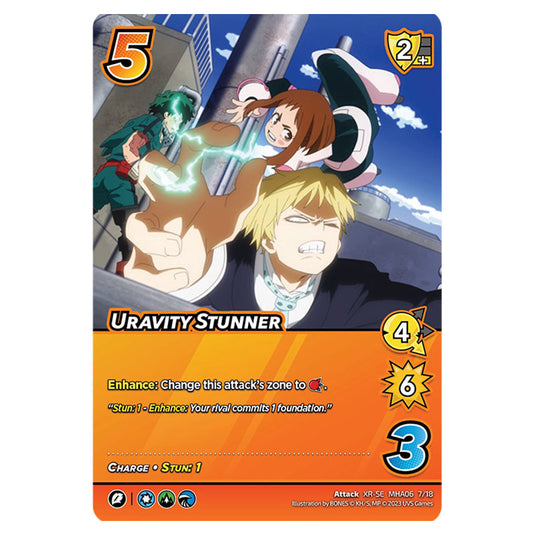 Uravity Stunner card from the My Hero Academia set Jet Burn XR-SE MHA06 7/18