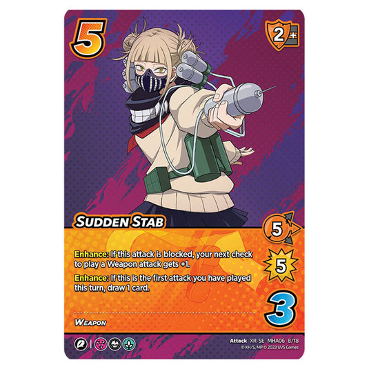 Sudden Stab card from the My Hero Academia set Jet Burn XR-SE MHA06 8/18