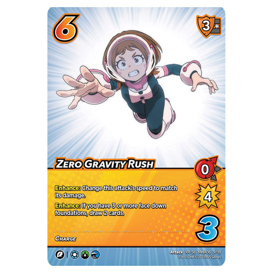 Zero Gravity Rush card from the My Hero Academia set Jet Burn XR-SE MHA06 9/18